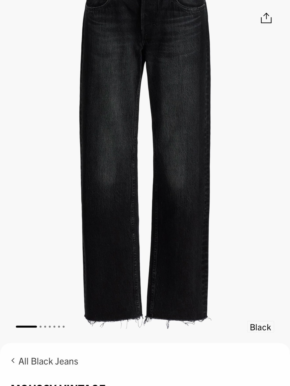 Moussy Black Straight-Leg Jeans with Frayed Hem